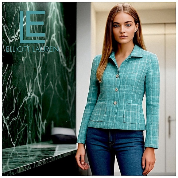 Elliott Lauren Jackets & Blazers - Elliott Lauren Women’s Vintage Blazer. Green, White. Size 6